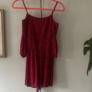 Elegant Red Floral Women's romper